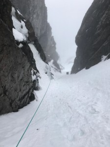 Solid ice belays in No.2 Gully