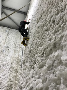 Steep ice technique at Ice Factor, Kinlochleven