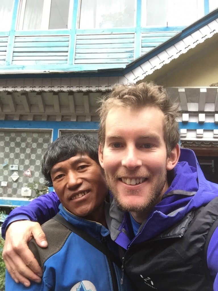 Saying goodbye to Isu in Lukla